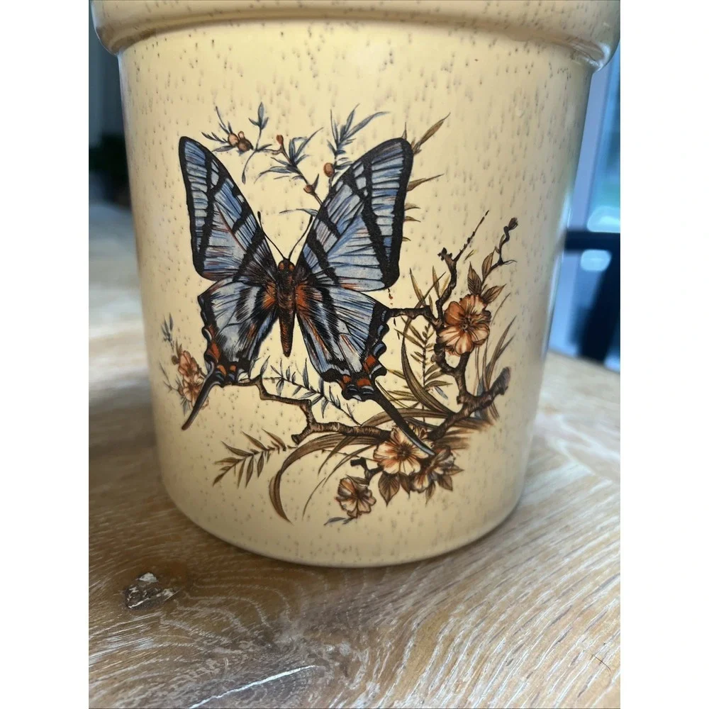 Vintage Treasure Craft Butterfly Canister From 1970s‎ Blue Cottage Core